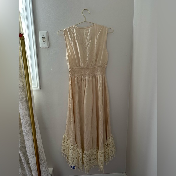 NWT Beige Beach Coverup Dress with Tassels and Crochet Details - Picture 5 of 6
